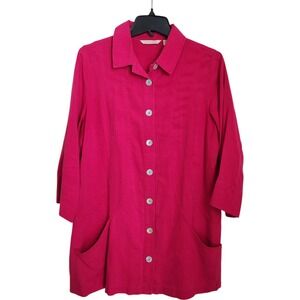 Soft Surroundings Linen Tencell Tunic Top M‎ Relaxed Magenta Pockets Lagenlook